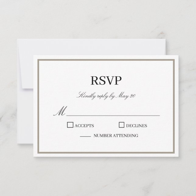 Simple Classic Monogram RSVP Response Card (Front)