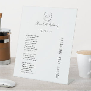 Simple Classic Monogram Wreath Elegant Pedestal Sign