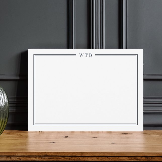 Simple Classic Navy Blue 3-Initial Monogram Card (Creator Uploaded)