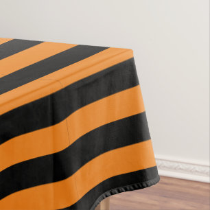 Simple Classic Orange and Black Striped Tablecloth