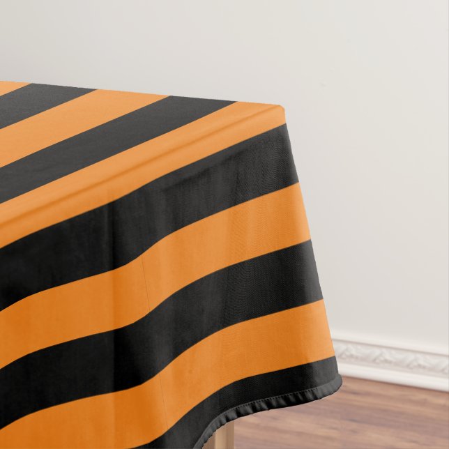 Simple Classic Orange and Black Striped  Tablecloth (In Situ)