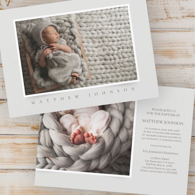 Simple Classic Photo | Boy Baptism Invitation (Creator Uploaded)