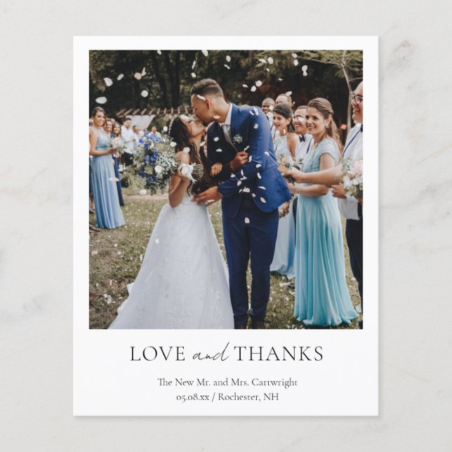 Simple Classic Photo Budget Wedding Thank You Card (Front)
