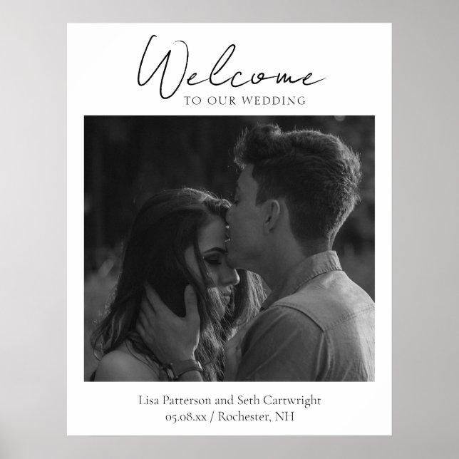 Simple Classic Photo Elegant Wedding Poster (Front)