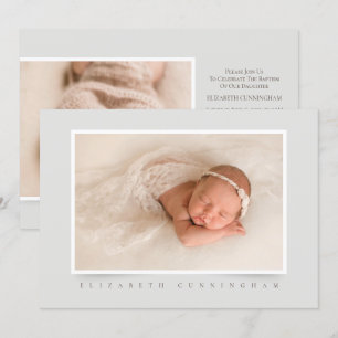 Simple Classic Photo   Girl Baptism Invitation