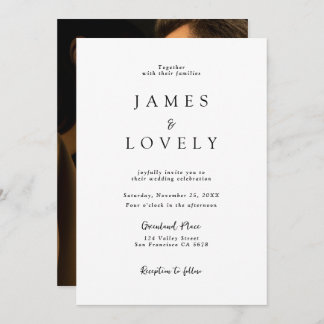 Simple Classic Photo Script White Wedding  Invitation