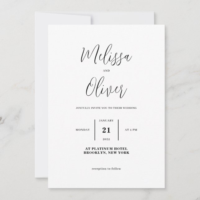 Simple Classic Photo Wedding Invitation (Front)