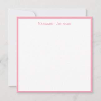 Simple Classic Pink Border Custom Word Flat Square Card