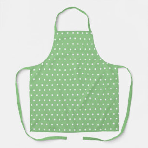 Simple Classic Polka Dots Light Green and White Apron