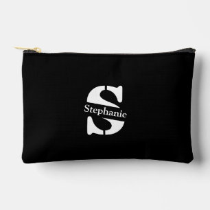 Simple Classic Professional Monogram and Name Accessory Pouch