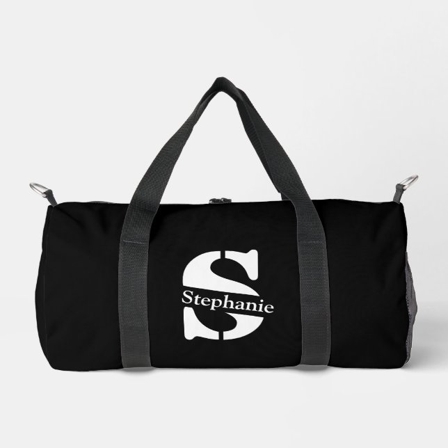 Simple Classic Professional Monogram and Name Duffle Bag (Front)