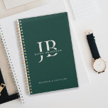 Simple Classic Professional Monogram Name Green Planner<br><div class="desc">An elegant text template layout to personalise with your first and last initial along with your name and company name gives this planner a professional look. Shown here in popular ivory beige text with classic green background,  the look is timeless. Personalise with your info.</div>