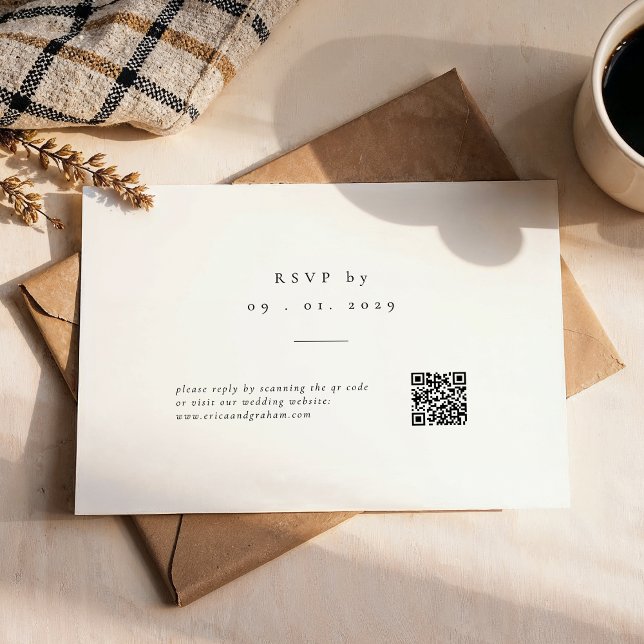 Simple Classic QR Code Wedding RSVP Card (Creator Uploaded)