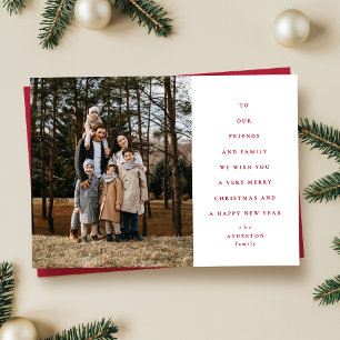 Simple classic red Christmas tree type photo Holiday Card