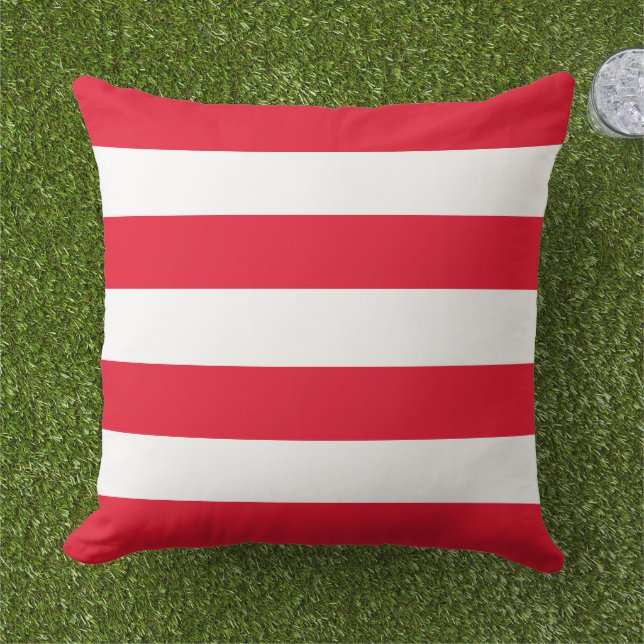Simple Classic Red Horizontal Stripes Cushion (Grass)