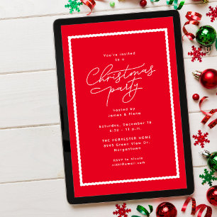 Simple classic red white Christmas party Invitation