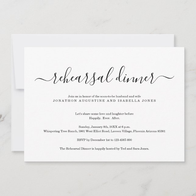Simple Classic Rehearsal Dinner Invitation (Front)