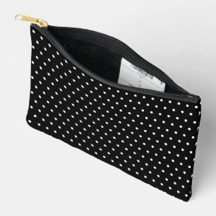 Simple Classic Retro Polka Dot Black and White Accessory Pouch