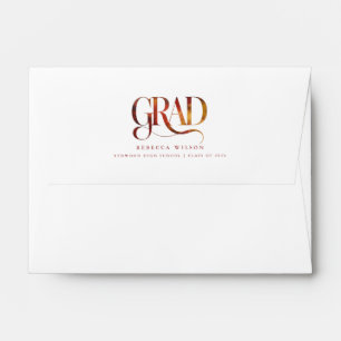 Simple Classic Retro Script White Graduation Envelope