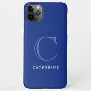 Simple Classic Royal Blue Script Monogram iPhone 11Pro Max Case