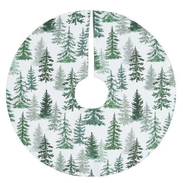Simple Classic Rustic Christmas Tree Pattern Brushed Polyester Tree Skirt (Front)