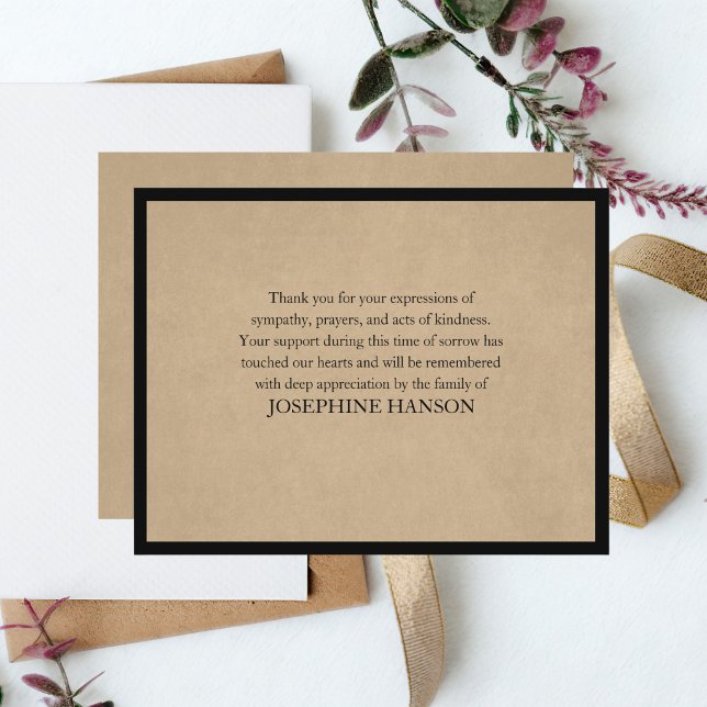 Simple Classic Rustic Elegant Bereavement Funeral Card (Creator Uploaded)