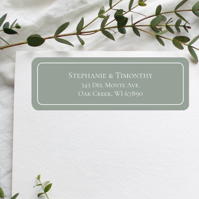Simple Classic Sage Green Wedding Return Address (Effortlessly manage wedding correspondence with our simple return labels, ensuring seamless mailing.)