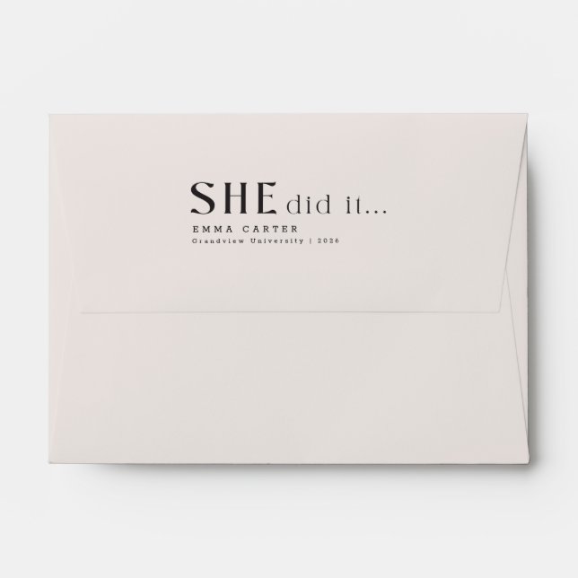 Simple Classic Script Black Graduation Envelope (Back (Top Flap))