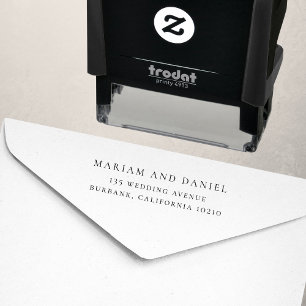 Simple Classic Script Names Wedding Return Address Self-inking Stamp