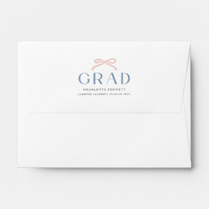 Simple Classic Script Pink Bow Grad Graduation Envelope
