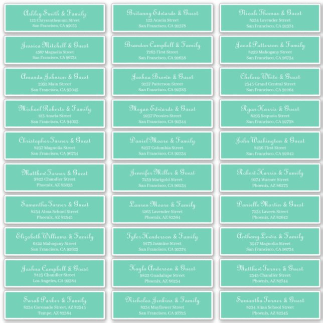 Simple Classic Script Wedding Guest Names Address (Front)