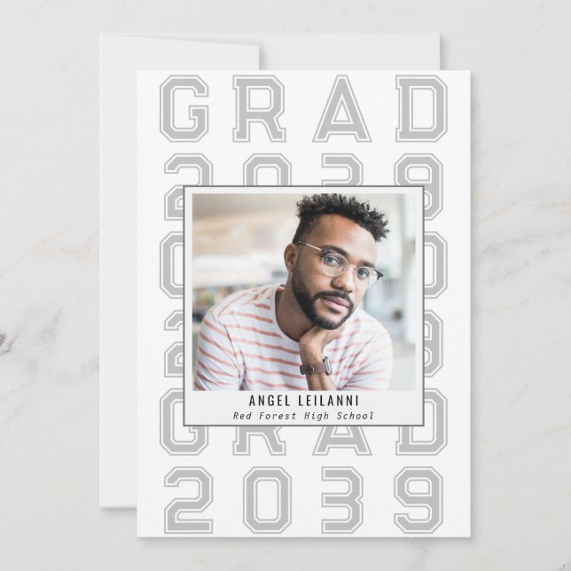 Simple Classic  Sport Grad Photo Senior Graduation Announcement (Front)