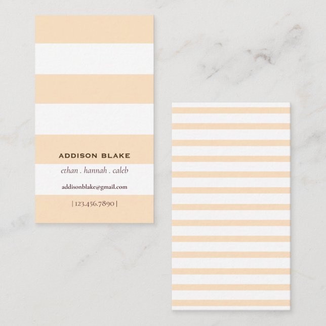 Simple Classic Stripes Minimalist Cream Business Card (Front/Back)