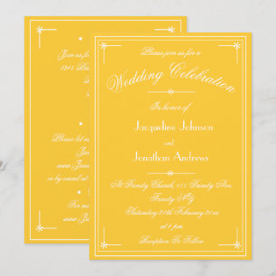 Simple Classic Sunny Yellow All In One Wedding Invitation