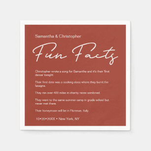 SImple Classic Terra Cotta Wedding fun facts  Napkin