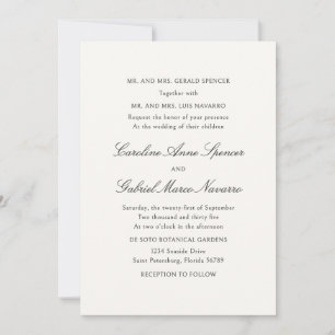 Simple Classic Traditional Wedding Invitation