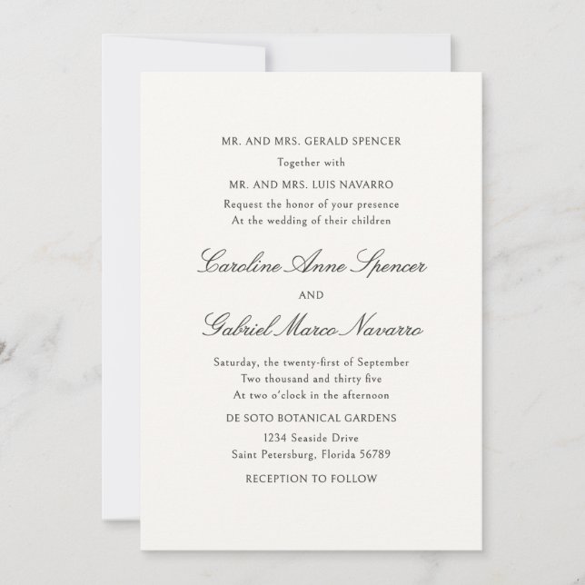Simple Classic Traditional Wedding Invitation (Front)