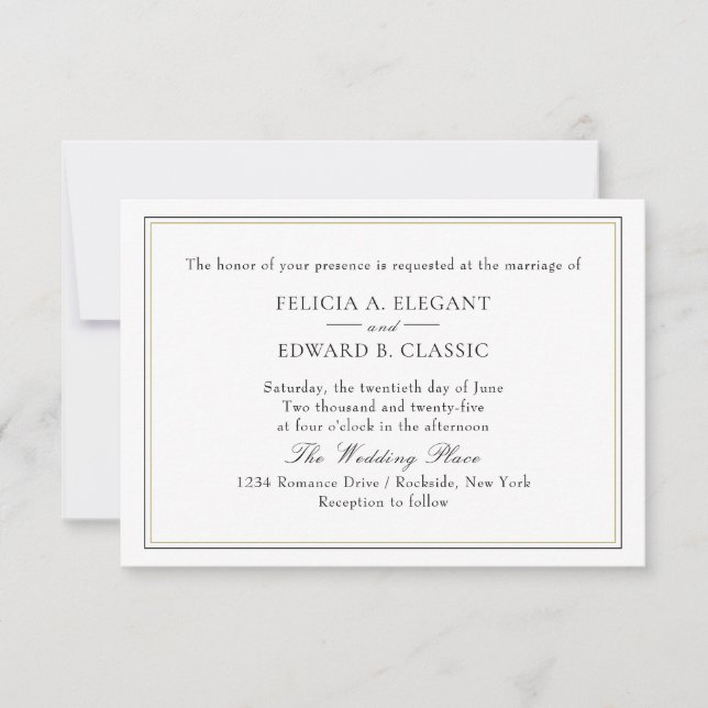 Simple Classic Typographic Wedding Invitations (Front)