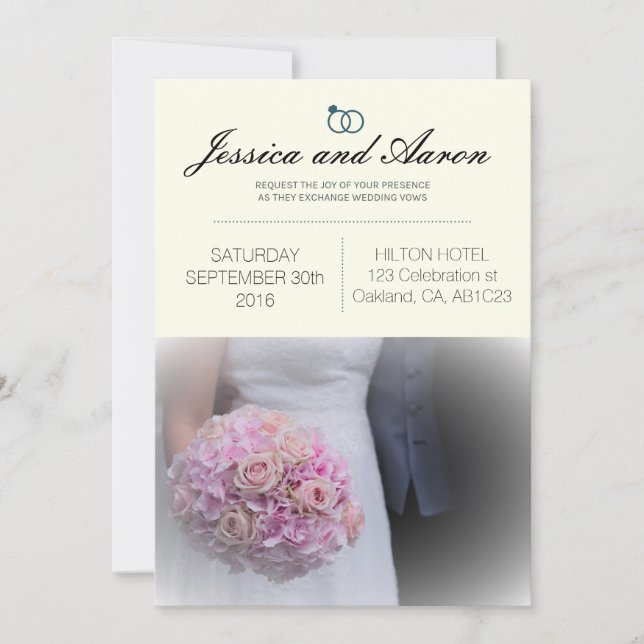 Simple Classic Wedding Invitation Ivory Background (Front)