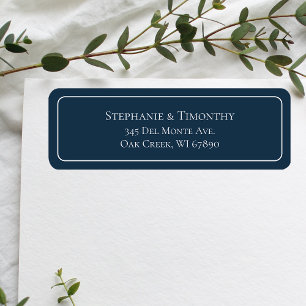 Simple Classic Wedding Navy Blue Return Address