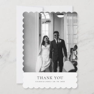 Simple Classic Wedding Photo Scalloped Thank You Card
