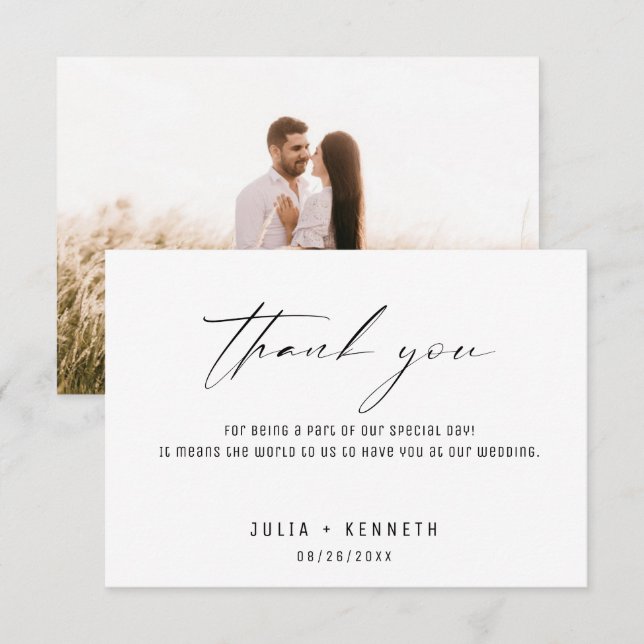 Simple Classic Wedding Photo Thank You Cards (Front/Back)