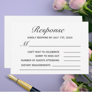 Simple Classic Wedding RSVP Card