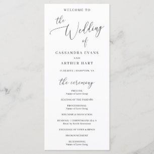 Simple Classic White Elegant Wedding Programme