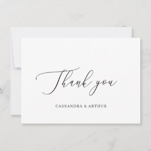 Simple Classic White Elegant Wedding Thank You Card