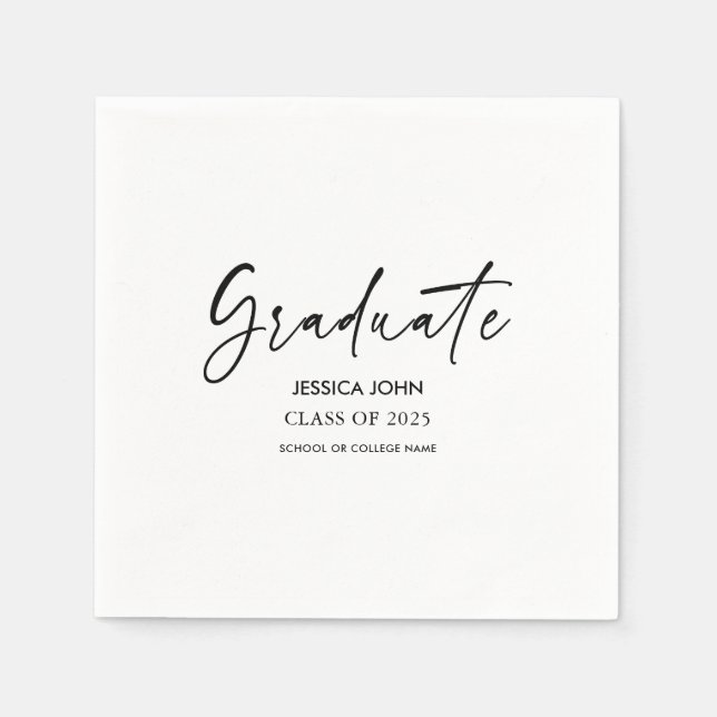 Simple Classic White Graduate Party Graduation  Napkin (Front)