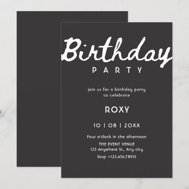 Simple classy birthday  invitation (Front/Back)