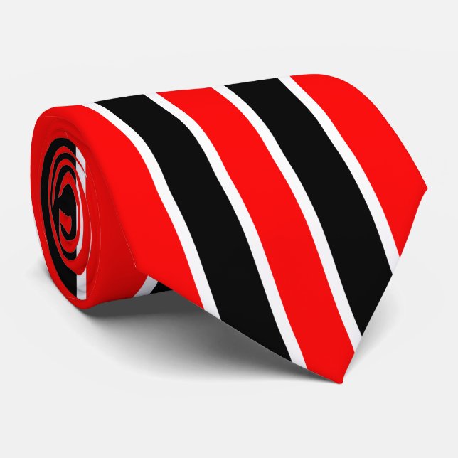 Simple Classy Black and White Double Stripe on Red Tie (Rolled)