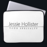 Simple Classy Black Text on White Laptop Sleeve<br><div class="desc">Modern,  minimal and classy.</div>