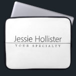 Simple Classy Black Text on White Laptop Sleeve<br><div class="desc">Modern,  minimal and classy.</div>